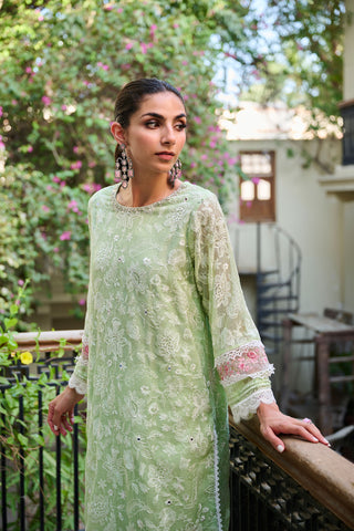 SS24DA-1884 GREEN EMBROIDERED KURTA