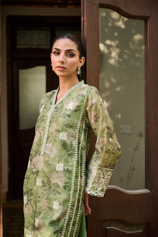 SS24DA-1885 GREEN EMBROIDERED KURTA