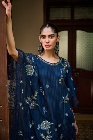 SS24DA-2294 NAVY BLUE 2PCS  EMBROIDERED KURTA WITH TROUSER