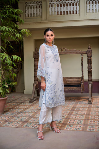 SS24DA-2351 SKY BLUE 2PCS  EMBROIDERED KURTA WITH TROUSER