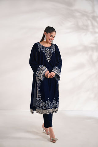 FW24DA-1891   NAVY BLUE  1PCS  EMBROIDERED KURTA