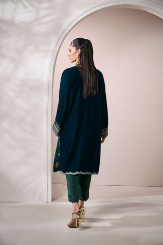 FW24DA-1895   DARK GREEN  1PCS  EMBROIDERED KURTA