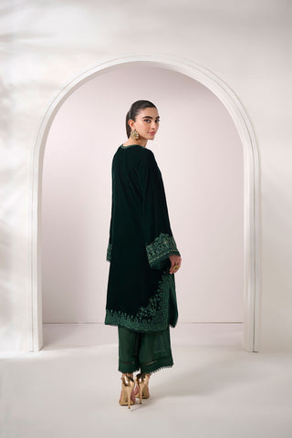 FW24DA-1896   DARK GREEN  1PCS  EMBROIDERED KURTA