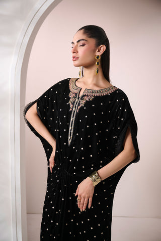 FW24DA-1897   BLACK  1PCS  EMBROIDERED KAFTAN