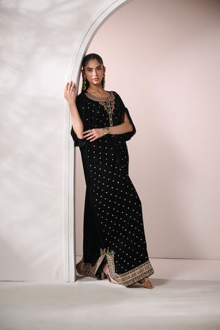 FW24DA-1897   BLACK  1PCS  EMBROIDERED KAFTAN