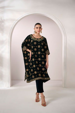 FW24DA-1898   DARK GREEN  1PCS  EMBROIDERED KURTA