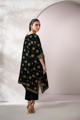 FW24DA-1898   DARK GREEN  1PCS  EMBROIDERED KURTA