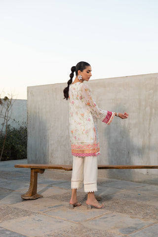SS24DA-2291 L-PINK EMBROIDERED KURTA WITH TROUSER