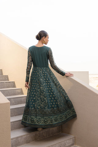 Kaira : SS24DA-2418 DARK GREEN 2PCS EMBROIDERED KURTA WITH TROUSER