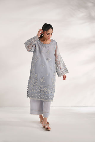 SS24DA-2425   GREY  2PCS  EMBROIDERED KURTA WITH TROUSER