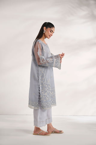 SS24DA-2425   GREY  2PCS  EMBROIDERED KURTA WITH TROUSER