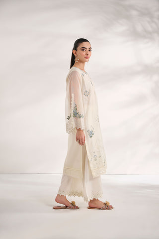 SS24DA-2462   OFF WHITE  2PCS  EMBROIDERED KURTA WITH TROUSER