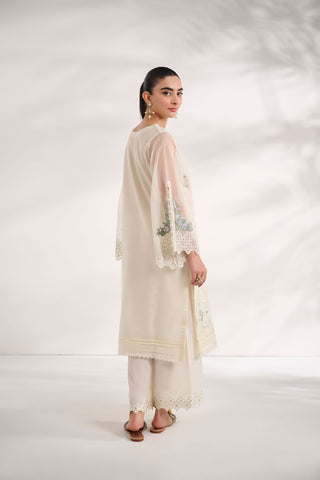 SS24DA-2462   OFF WHITE  2PCS  EMBROIDERED KURTA WITH TROUSER