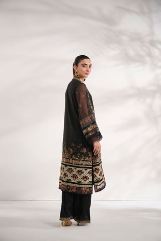 SS24DA-2469   BLACK  2PCS  EMBROIDERED KURTA WITH TROUSER