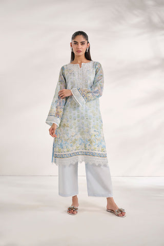 SS24DA-2585   SKY BLUE  2PCS  EMBROIDERED KURTA WITH TROUSER