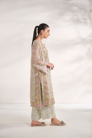 SS24DA-2588   GREEN  2PCS  EMBROIDERED KURTA WITH TROUSER