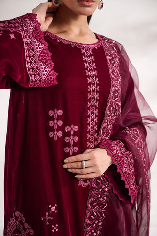 FW24DD-2618  MAROON DUPATTA