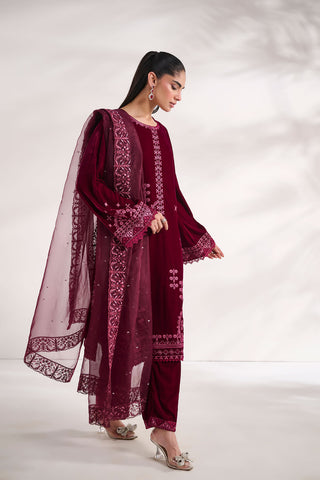 FW24DD-2618  MAROON DUPATTA