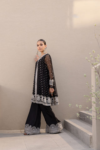 FW24DA-2652 BLACK 2PCS EMBROIDERED KURTA WITH TROUSER