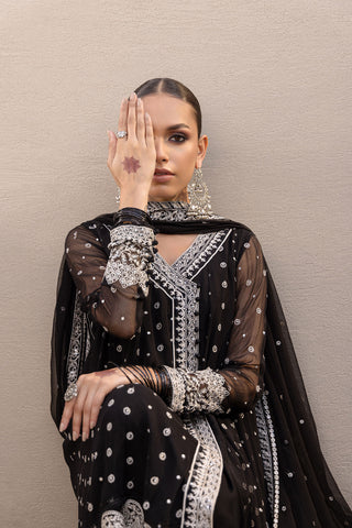FW24DA-2652 BLACK 2PCS EMBROIDERED KURTA WITH TROUSER