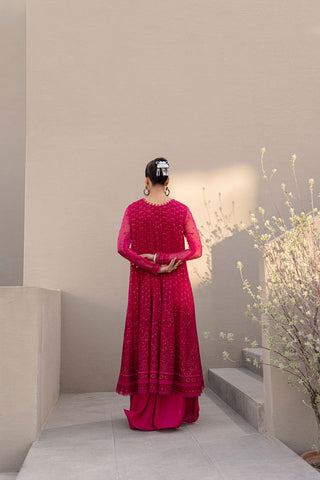 Reyah: FW24DA-2653   DARK PINK  2PCS  EMBROIDERED KURTA WITH TROUSER