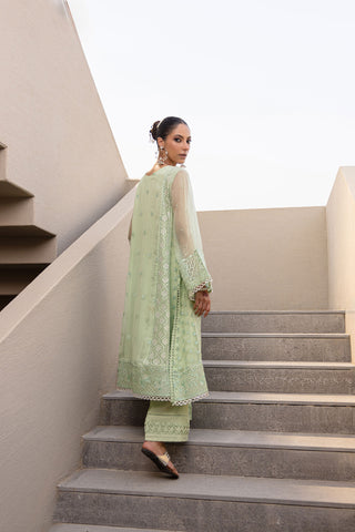 Irina: FW24DA-2654   LIGHT GREEN  2PCS  EMBROIDERED KURTA WITH TROUSER