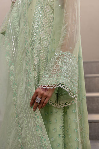 Irina: FW24DA-2654   LIGHT GREEN  2PCS  EMBROIDERED KURTA WITH TROUSER