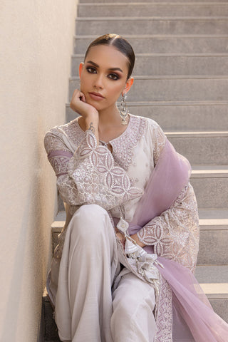 Leisha: FW24DA-2655 LIGHT PURPLE 2PCS EMBROIDERED KURTA WITH SHALWAR