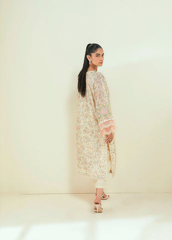 SS24DA-2592  OFF-WHITE  2PCS EMBROIDERED KURTA WITH TROUSER