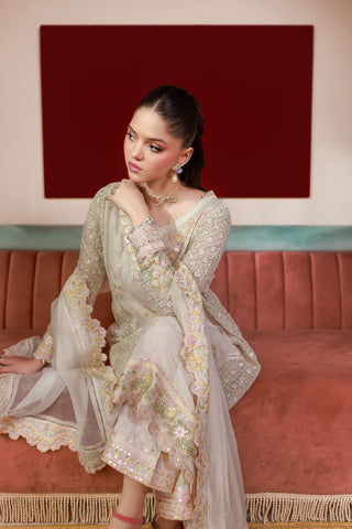 SS25DA-2711 OFF WHITE 2PCS EMBROIDERED KURTA WITH TROUSER