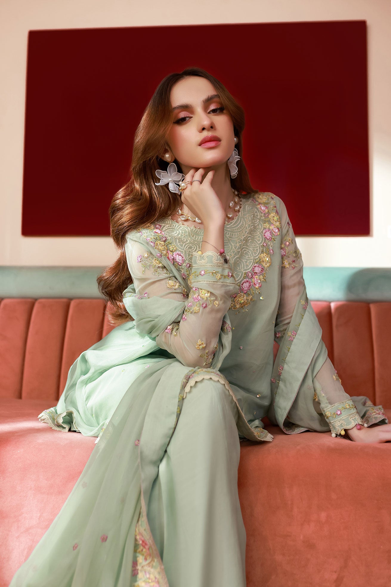 SS25DD-2712  L-GREEN DUPATTA