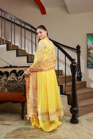 SS25DA-2713 YELLOW 2PCS EMBROIDERED KURTA WITH TROUSER