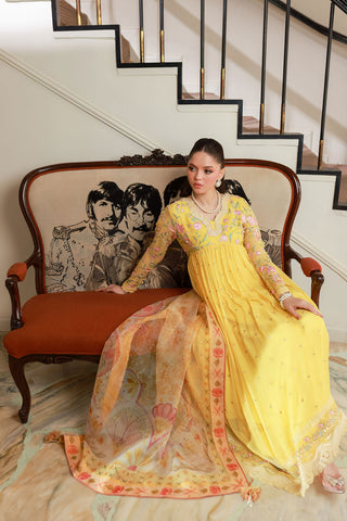 SS25DA-2713 YELLOW 2PCS EMBROIDERED KURTA WITH TROUSER