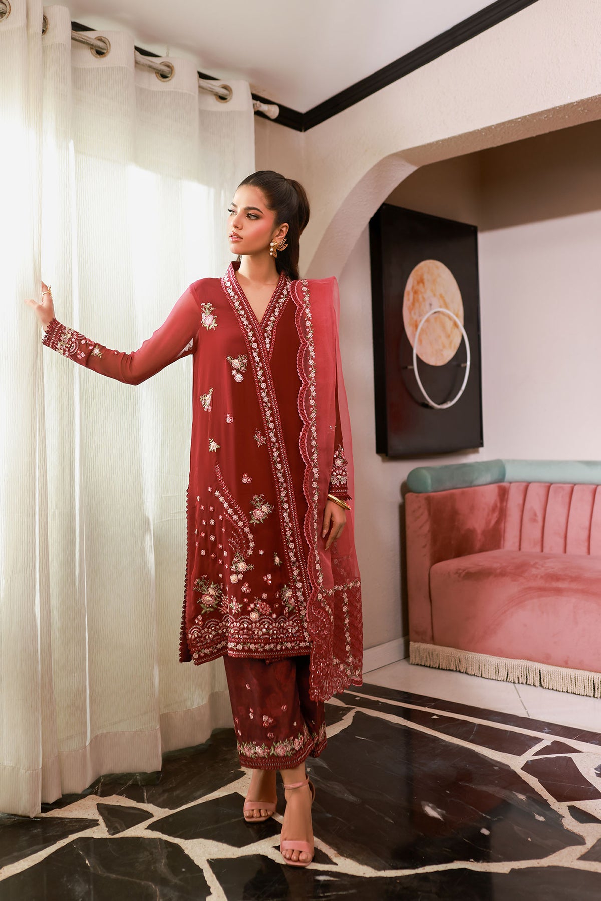 SS25DD-2719  MAROON DUPATTA