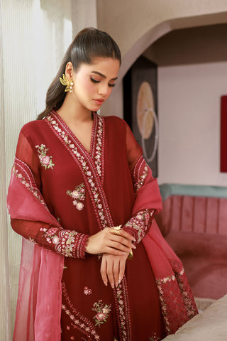 SS25DA-2719 MAROON 2PCS EMBROIDERED KURTA WITH TROUSER