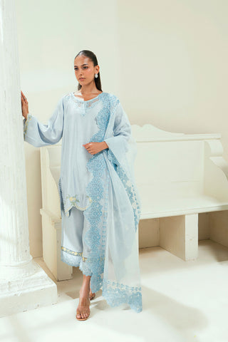 SS25DD-2731  BLUE  EMBROIDERED DUPATTA
