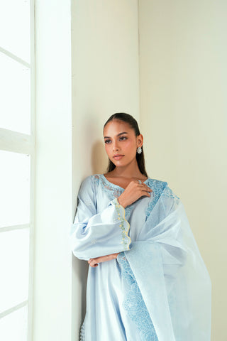 SS25DD-2731  BLUE  EMBROIDERED DUPATTA