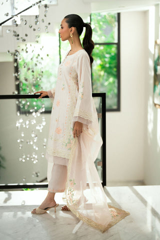 SS25DA-2735 T-PINK  2PCS EMBROIDERED KURTA WITH TROUSER
