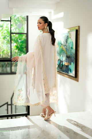 SS25DA-2735 T-PINK  2PCS EMBROIDERED KURTA WITH TROUSER