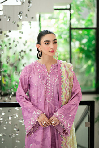 SS25DA-2746 LILAC 2PCS EMBROIDERED KURTA WITH TROUSER