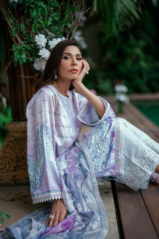 SS25DA-2752 SKY BLUE 2PCS  EMBROIDERED KURTA WITH TROUSER