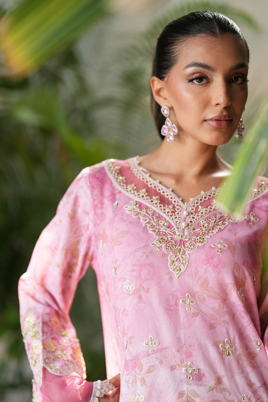 SS25DA-2756 PINK 2PCS  EMBROIDERED KURTA WITH TROUSER