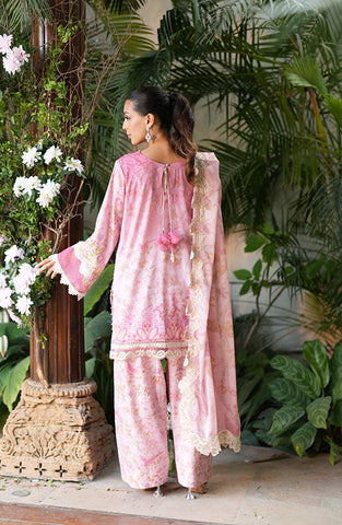 SS25DA-2756 PINK 2PCS  EMBROIDERED KURTA WITH TROUSER
