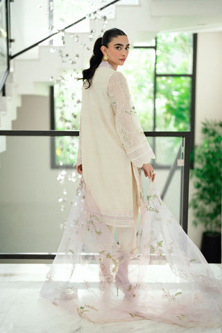 SS25DA-2761 CREAM  2PCS EMBROIDERED KURTA WITH TROUSER