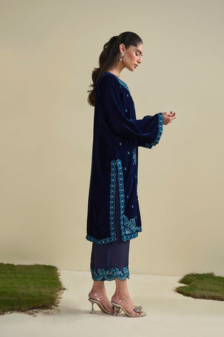 FW25DA-2801  NAVY BLUE  2PCS  EMBROIDERED KURTA WITH TROUSER