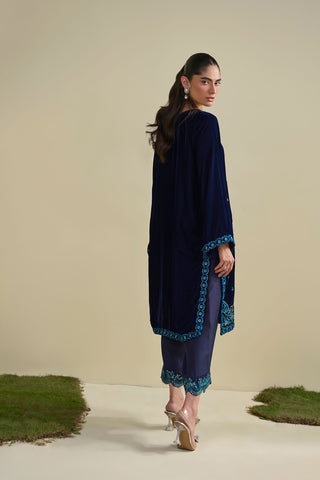 FW25DA-2801  NAVY BLUE  2PCS  EMBROIDERED KURTA WITH TROUSER