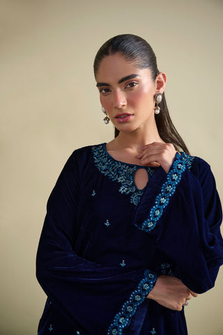 FW25DA-2801  NAVY BLUE  2PCS  EMBROIDERED KURTA WITH TROUSER