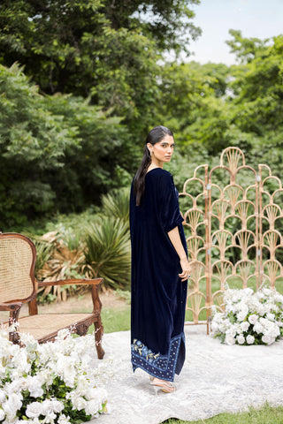 FW25DA-2802  NAVY BLUE 1PCS EMBROIDERED KAFTAN