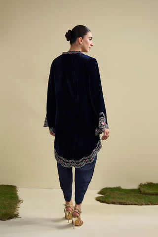 FW25DA-2803  NAVY BLUE  2PCS  EMBROIDERED KURTA WITH TROUSER