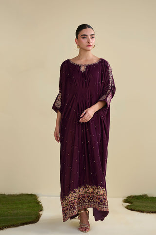 FW25DA-2806  MAGENTA 1PCS EMBROIDERED KAFTAN